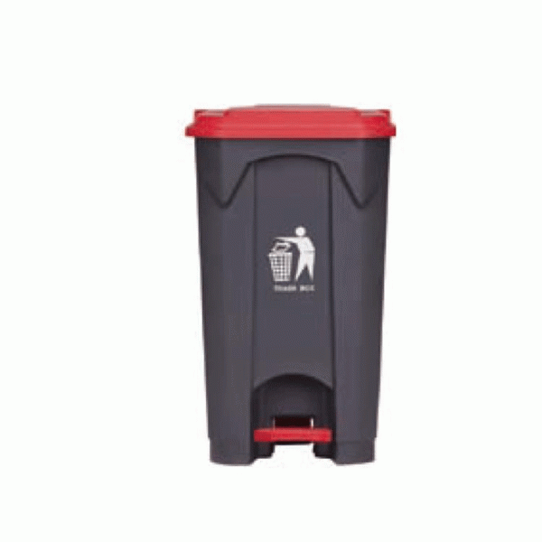 Κάδος 87LT Απορριμάτων 48.5x47x84εκ. Με Πεντάλ Γκρι/Κόκκινο