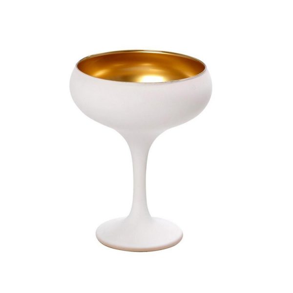 Ποτήρι Σαμπάνιας Coupe 270ml Σε Λευκό Ματ-Χρυσό Maya