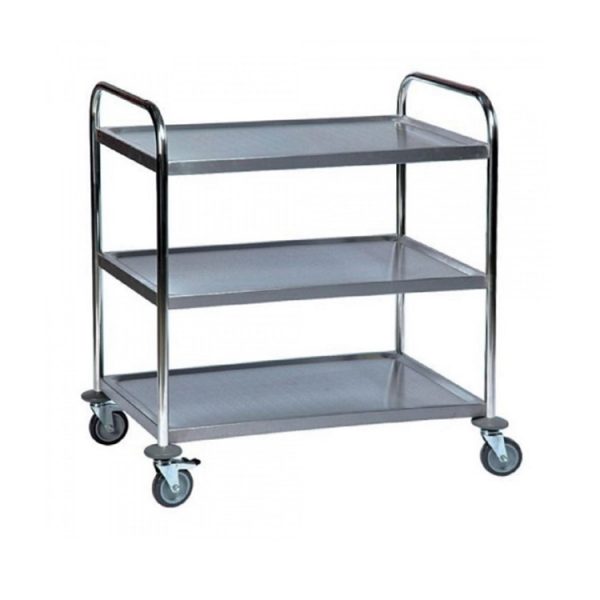 Τρόλεϊ Inox 95x50x95cm Με Φρένο στα Πόδια Και Τρία Ράφια