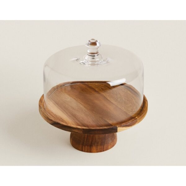 Τουρτιέρα Βιτρίνα Γυάλινη Δ23,5xY16,8εκ. Με Ξύλινη Βάση
