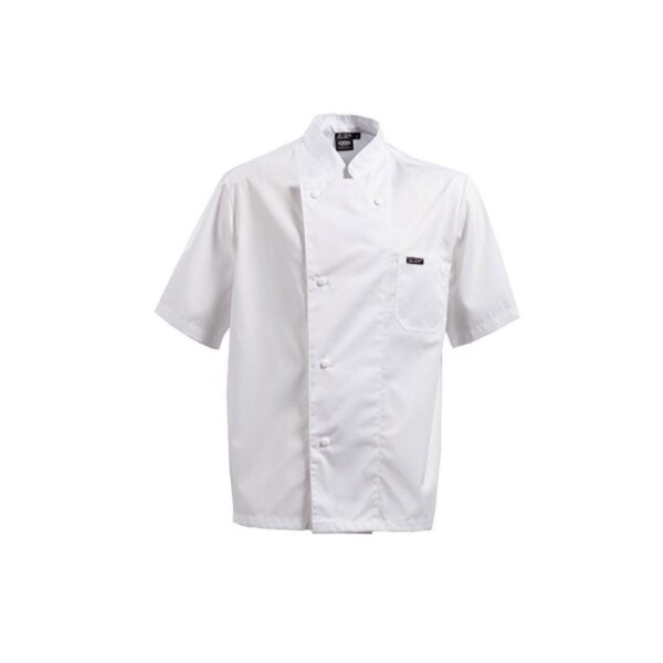 Σακάκι Μάγειρα Κοντομάνικο 3XL Με Τσέπη Και Γιακά Τύπου Μάο Λευκό