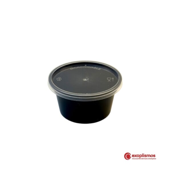 Σωσάκι 4oz 120ml Πλαστικό PP Μαύρο Με Διαφανές Καπάκι Microwavable 50τμχ/Πακ
