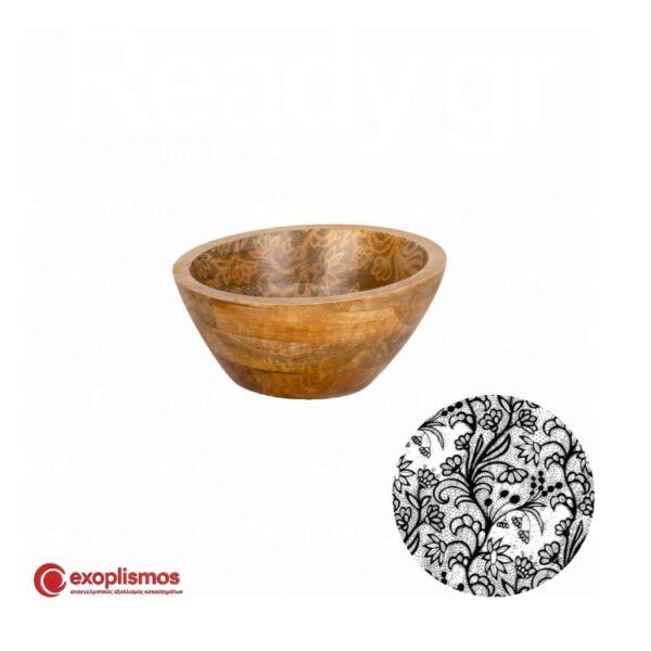 Μπολ Επικλινές 20xΥ10εκ. Ξύλο Μάνγκο Με Μαύρο Τυπωμένο Σχέδιο