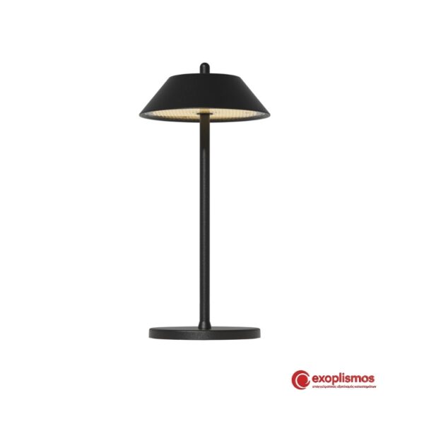 Φωτιστικό Επιτραπέζιο LED 13xΥ27,3εκ. 2.5W Επαναφορτιζόμενο Μαύρο Ματ Cone Αλουμινίου