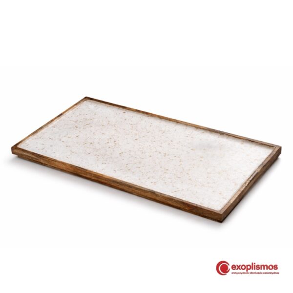 Πλατώ Ξύλο Μάνγκο GN 1/1 Μ53x32,5εκ. Gold Spots Λευκό