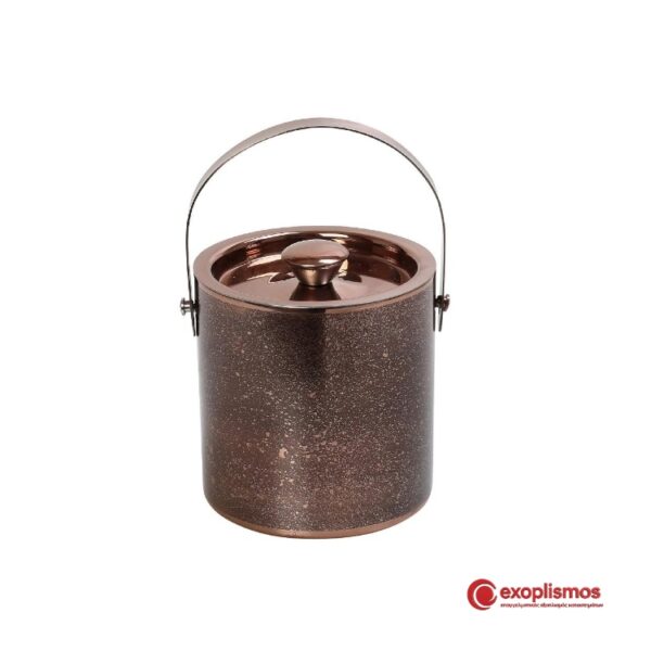 Κουβαδάκι Πάγου 15xΥ18εκ. Διπλότοιχο Με Καπάκι Χάλκινο Γυαλιστερό Inox