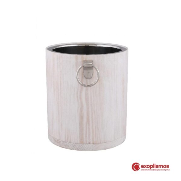 Σαμπανιέρα 31,5x25,5xY28εκ. Λευκή Ξύλινη Με Inox Εσωτερικό Και Χερούλι