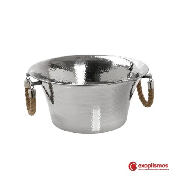 Ποντσιέρα Σαμπανιέρα 44xY21εκ. Διπλότοιχη Inox Με Χερούλια Σχοινί