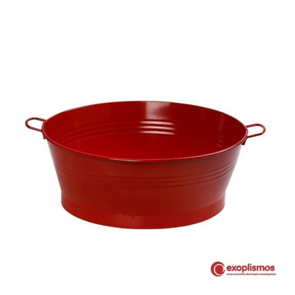 Σαμπανιέρα Μεταλλική 55x41xΥ19εκ. Κόκκινη Οβάλ Με Λαβές