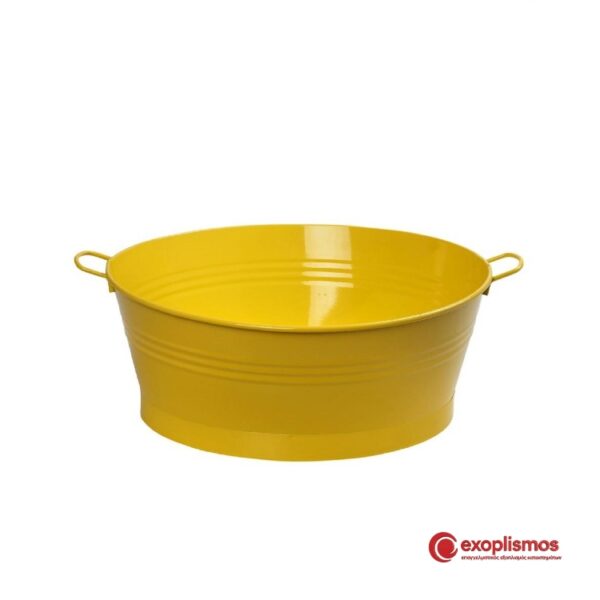 Σαμπανιέρα Μεταλλική 55x41xΥ19εκ. Κίτρινη Οβάλ Με Λαβές