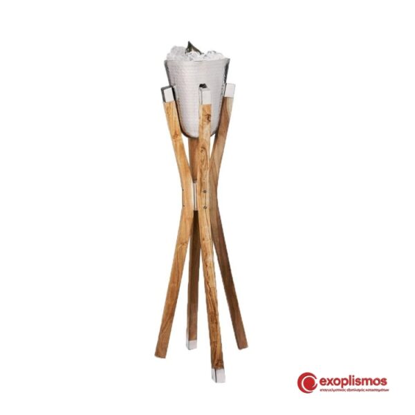 Σαμπανιέρα Inox 36xY103εκ. Διπλότοιχη Με Ξύλινο Σταντ