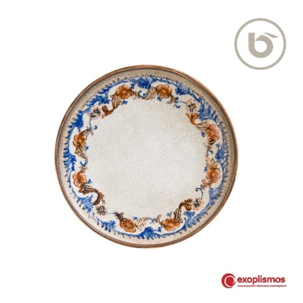 Πιάτο Ρηχό Coupe 27εκ. Πορσελάνης Τεχνοτροπία FUSIONtech Λευκό/Μπλε Floral Bonna