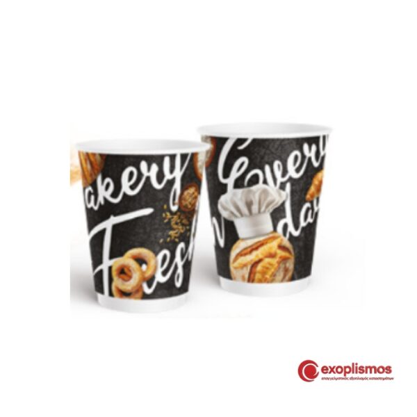 Ποτήρι Χάρτινο 12/14oz 414ml Διπλότοιχο Bakery Black 25τμχ