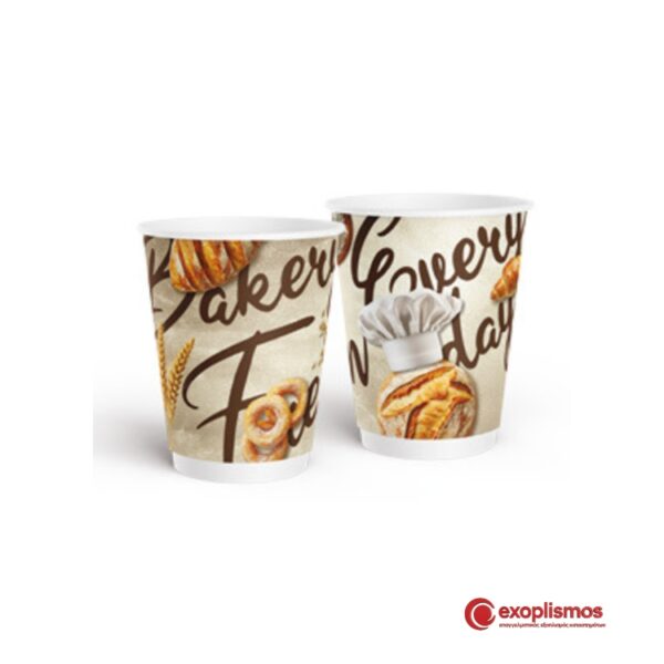 Ποτήρι Χάρτινο 12/14oz 414ml Διπλότοιχο Bakery Brown 25τμχ