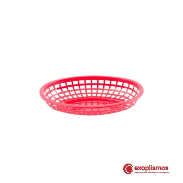 Καλάθι Σερβιρίσματος 23,5x15,5xΥ5εκ. Πλαστικό PP Οβάλ Κόκκινο